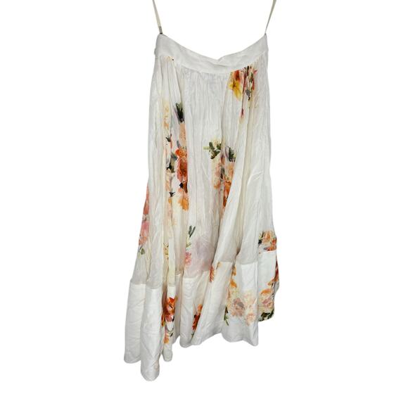 Hemant And Nandita Floral Midi Skirt Linen Blend Boho Hippie Vacation Ivory XXS - Picture 6 of 8